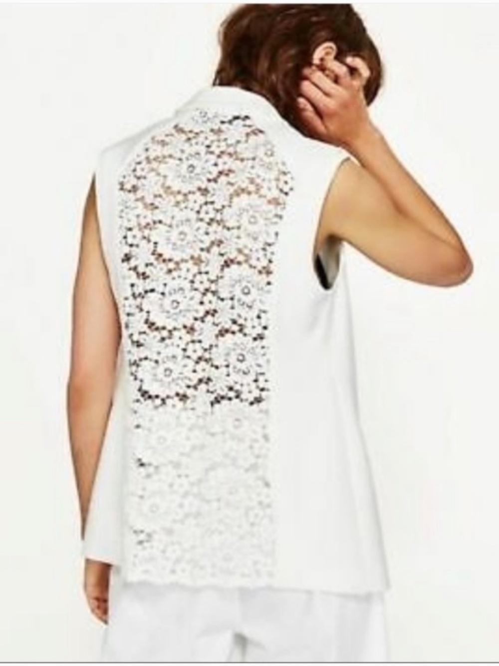 Zara XS White Floral Lace Vest